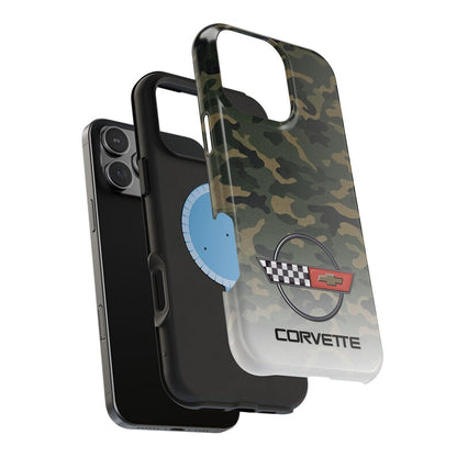 Corvette C4 Camo Magnetic Tough Case, iPhone Case, Impact Resistant, MagSafe, Rubber Liner, Matte or Glossy, Cell Phone Case