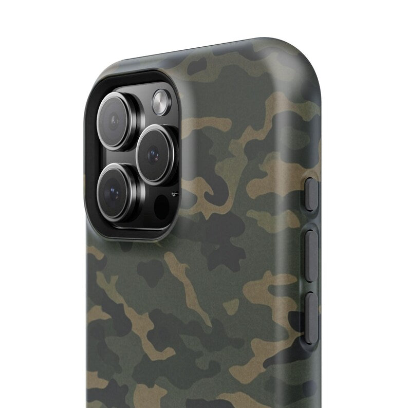Corvette C3 Camo Magnetic Tough Case, iPhone Case, Impact Resistant, MagSafe, Rubber Liner, Matte or Glossy, Cell Phone Case