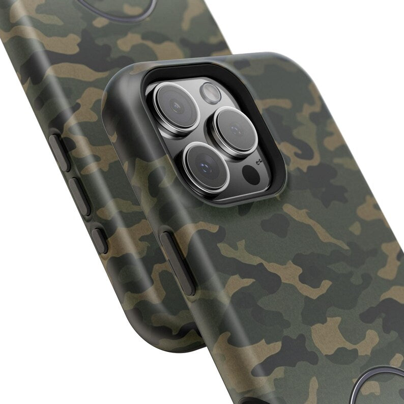 Corvette C4 Camo Magnetic Tough Case, iPhone Case, Impact Resistant, MagSafe, Rubber Liner, Matte or Glossy, Cell Phone Case