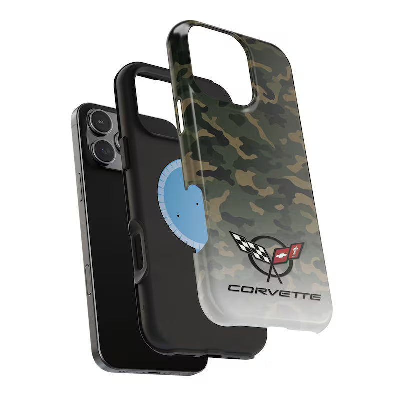 Corvette C5 Camo Magnetic Tough Case, iPhone Case, Impact Resistant, MagSafe, Rubber Liner, Matte or Glossy, Cell Phone Case