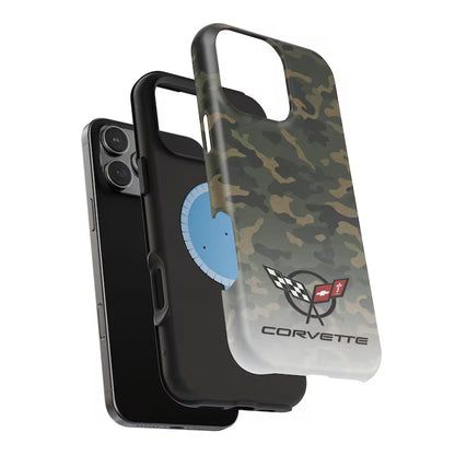 Corvette C5 Camo Magnetic Tough Case, iPhone Case, Impact Resistant, MagSafe, Rubber Liner, Matte or Glossy, Cell Phone Case