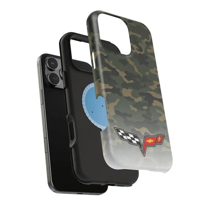 Corvette C6 Camo Magnetic Tough Case, iPhone Case, Impact Resistant, MagSafe, Rubber Liner, Matte or Glossy, Cell Phone Case