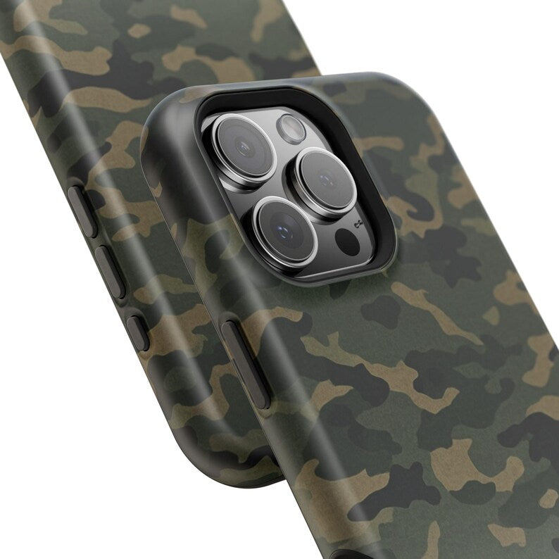 Corvette C5 Camo Magnetic Tough Case, iPhone Case, Impact Resistant, MagSafe, Rubber Liner, Matte or Glossy, Cell Phone Case