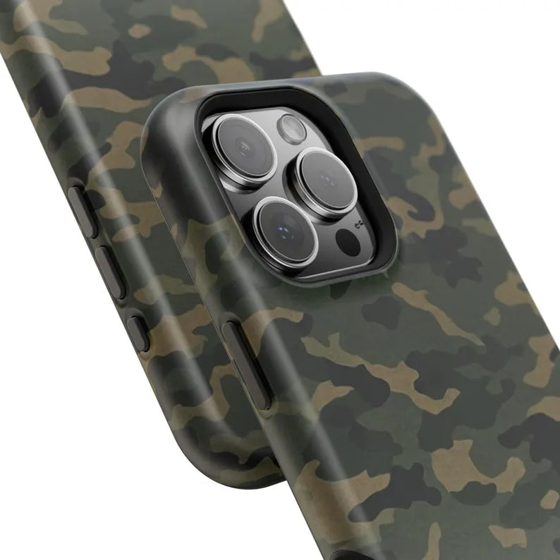 Corvette C6 Camo Magnetic Tough Case, iPhone Case, Impact Resistant, MagSafe, Rubber Liner, Matte or Glossy, Cell Phone Case