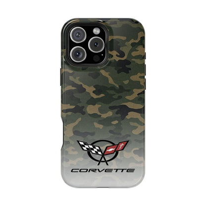 Corvette C5 Camo Magnetic Tough Case, iPhone Case, Impact Resistant, MagSafe, Rubber Liner, Matte or Glossy, Cell Phone Case