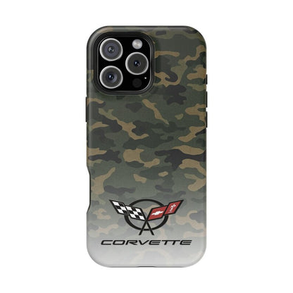 Corvette C5 Camo Magnetic Tough Case, iPhone Case, Impact Resistant, MagSafe, Rubber Liner, Matte or Glossy, Cell Phone Case