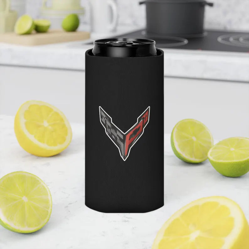 Corvette C8 Can Coozie, Regular and Slim, Beer and Soda Coozie, Race Day Beverage Holder, Car Enthusiast Gift, Party Favor, Tailgate