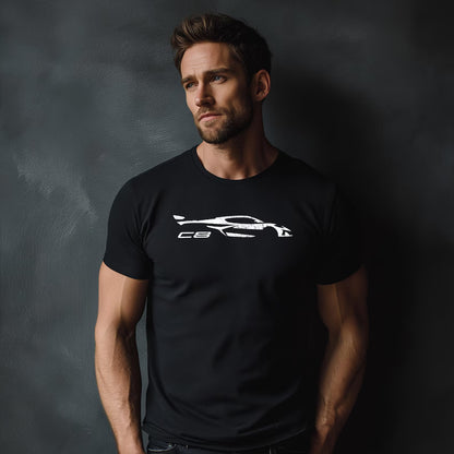 Corvette C8 White Distressed T-Shirt, C8 Logo, Bella+Canvas T-Shirt, Corvette Apparel, Graphic Tee, Soft T-Shirt, Unisex Shirt, Grunge