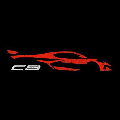 Corvette C8 Red Distressed T-Shirt, C8 Logo, Bella+Canvas T-Shirt, Corvette Apparel, Graphic Tee, Soft T-Shirt, Unisex Shirt, Grunge
