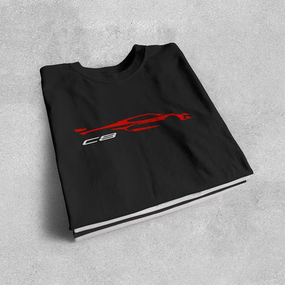 Corvette C8 Red Distressed T-Shirt, C8 Logo, Bella+Canvas T-Shirt, Corvette Apparel, Graphic Tee, Soft T-Shirt, Unisex Shirt, Grunge