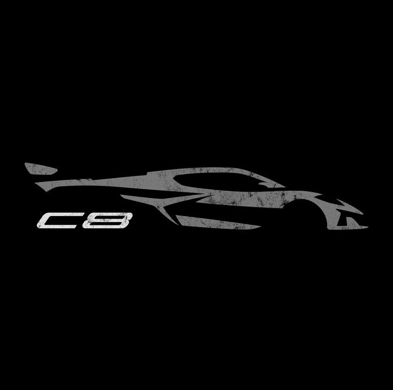 Corvette C8 Grey Distressed T-Shirt, C8 Logo, Bella+Canvas T-Shirt, Corvette Apparel, Graphic Tee, Soft T-Shirt, Unisex Shirt, Grunge