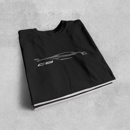 Corvette C8 Grey Distressed T-Shirt, C8 Logo, Bella+Canvas T-Shirt, Corvette Apparel, Graphic Tee, Soft T-Shirt, Unisex Shirt, Grunge