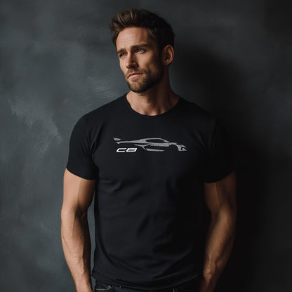 Corvette C8 Grey Distressed T-Shirt, C8 Logo, Bella+Canvas T-Shirt, Corvette Apparel, Graphic Tee, Soft T-Shirt, Unisex Shirt, Grunge