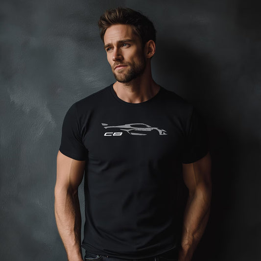Corvette C8 Grey Distressed T-Shirt, C8 Logo, Bella+Canvas T-Shirt, Corvette Apparel, Graphic Tee, Soft T-Shirt, Unisex Shirt, Grunge