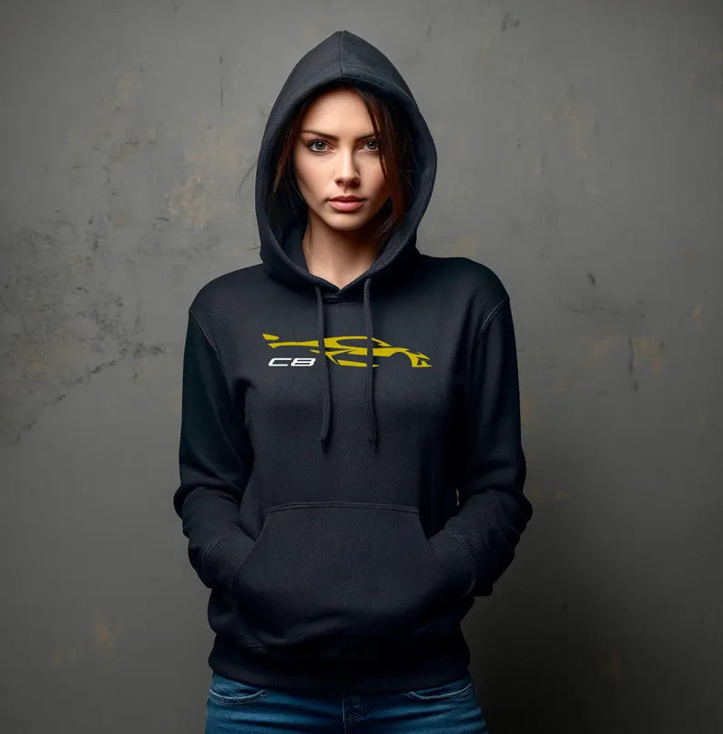 Corvette C8 Hoodie, Corvette Sweatshirt, Gifts for Car Guys, Gifts for Car Girls, JERZEES® NuBlend®, Pullover, Unisex, Hoody