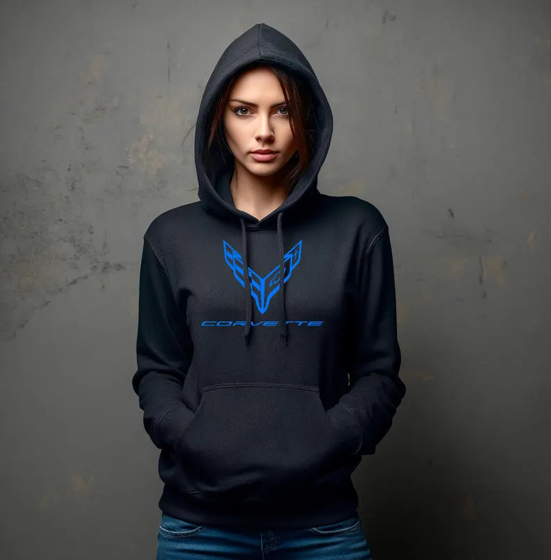 Corvette C8 Hoodie, Corvette Sweatshirt, Gifts for Car Guys, Gifts for Car Girls, JERZEES® NuBlend®, Pullover, Unisex, Hoody