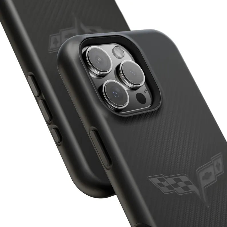 Corvette C6 "Blackout" Magnetic Tough Case, iPhone Case, Impact Resistant, MagSafe, Rubber Liner, Matte or Glossy, Cell Phone Case