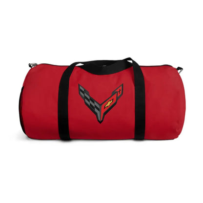 Red Corvette Duffel Bag, C8 Logo, Gym Bag, Travel Bag, Gifts for Car Guys, Gifts for Car Girls, Corvette Merch, Overnight Duffel