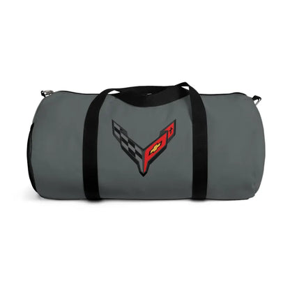Grey Corvette Duffel Bag, C8 Logo, Gym Bag, Travel Bag, Gifts for Car Guys, Gifts for Car Girls, Corvette Merch, Overnight Duffel