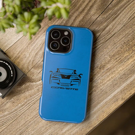 Corvette C7 Custom Illustrated Magnetic Tough Case, iPhone Case, Impact Resistant, MagSafe, Rubber Liner, Matte or Glossy, Cell Phone Case