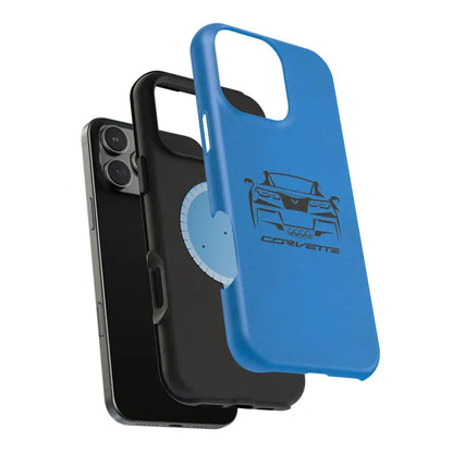 Corvette C7 Custom Illustrated Magnetic Tough Case, iPhone Case, Impact Resistant, MagSafe, Rubber Liner, Matte or Glossy, Cell Phone Case