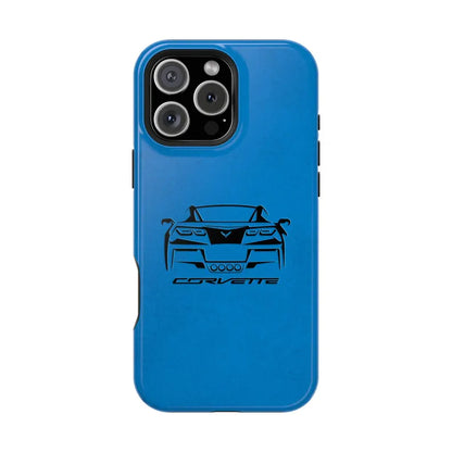 Corvette C7 Custom Illustrated Magnetic Tough Case, iPhone Case, Impact Resistant, MagSafe, Rubber Liner, Matte or Glossy, Cell Phone Case