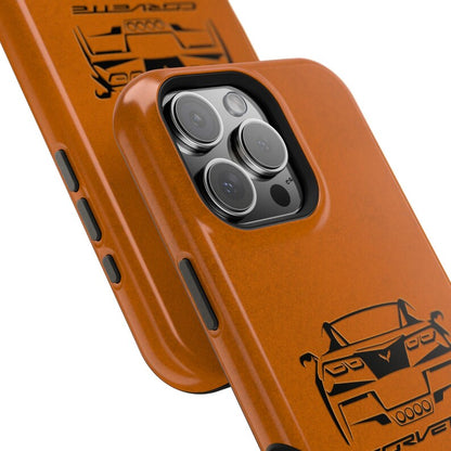 Corvette C7 Custom Illustrated Magnetic Tough Case, iPhone Case, Impact Resistant, MagSafe, Rubber Liner, Matte or Glossy, Cell Phone Case