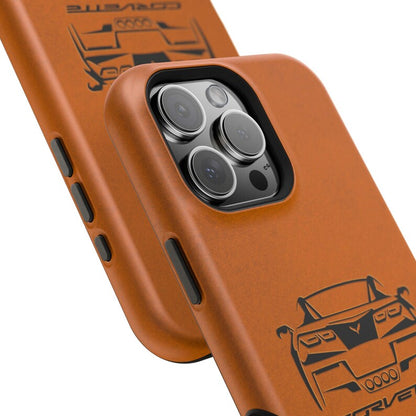 Corvette C7 Custom Illustrated Magnetic Tough Case, iPhone Case, Impact Resistant, MagSafe, Rubber Liner, Matte or Glossy, Cell Phone Case