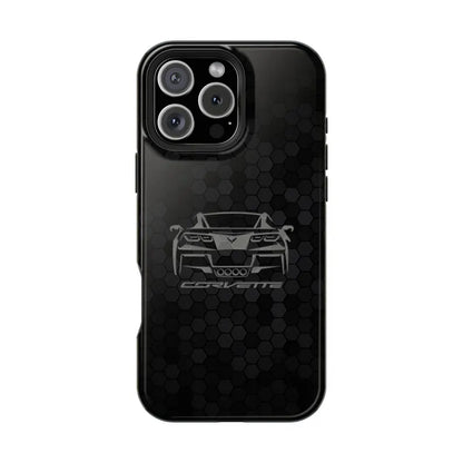 Corvette C7 Custom Illustrated Magnetic Tough Case, iPhone Case, Impact Resistant, MagSafe, Rubber Liner, Matte or Glossy, Cell Phone Case