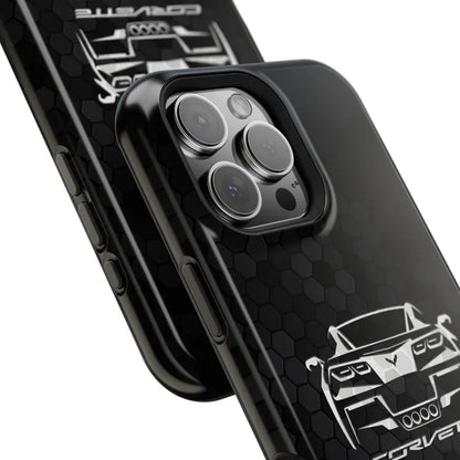 Corvette C7 Custom Illustrated Magnetic Tough Case, iPhone Case, Impact Resistant, MagSafe, Rubber Liner, Matte or Glossy, Cell Phone Case