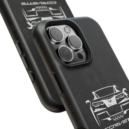 Corvette C7 Custom Illustrated Magnetic Tough Case, iPhone Case, Impact Resistant, MagSafe, Rubber Liner, Matte or Glossy, Cell Phone Case