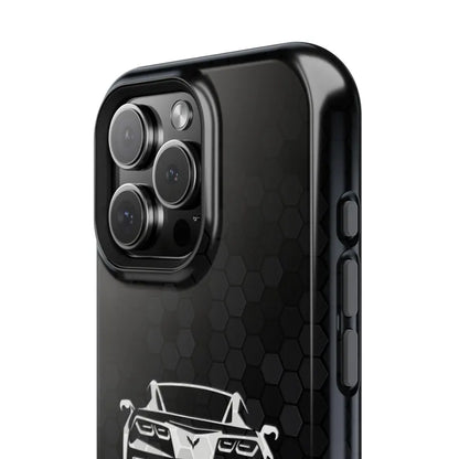 Corvette C7 Custom Illustrated Magnetic Tough Case, iPhone Case, Impact Resistant, MagSafe, Rubber Liner, Matte or Glossy, Cell Phone Case