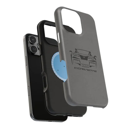 Corvette C7 Custom Illustrated Magnetic Tough Case, iPhone Case, Impact Resistant, MagSafe, Rubber Liner, Matte or Glossy, Cell Phone Case