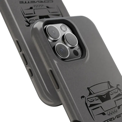 Corvette C7 Custom Illustrated Magnetic Tough Case, iPhone Case, Impact Resistant, MagSafe, Rubber Liner, Matte or Glossy, Cell Phone Case
