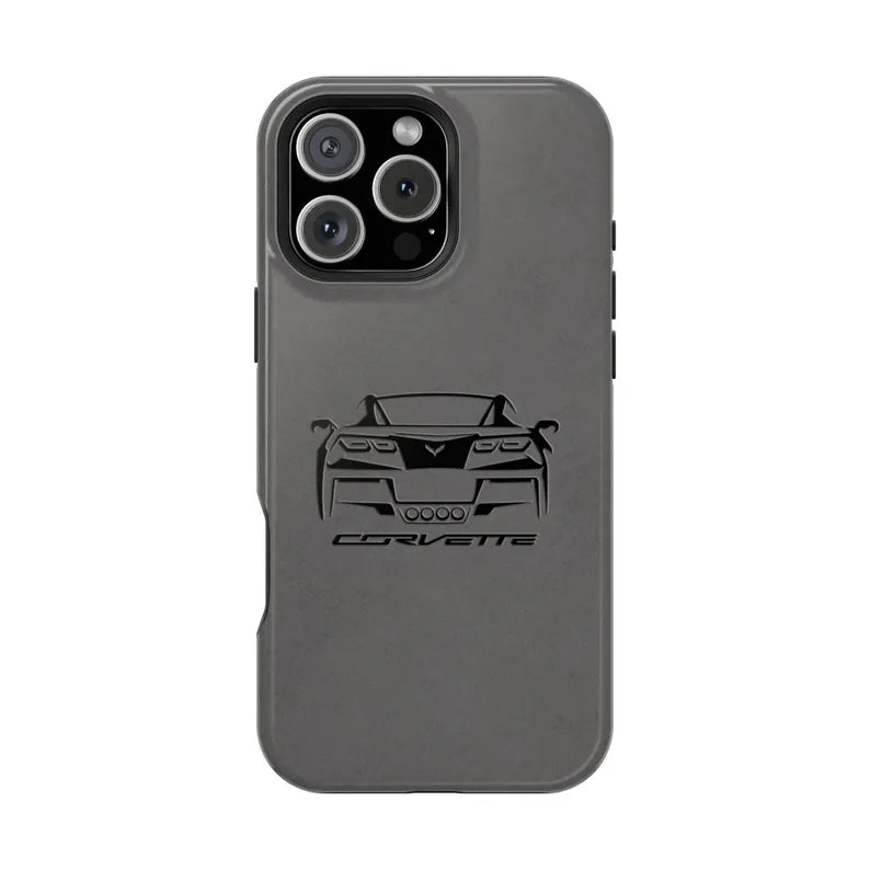 Corvette C7 Custom Illustrated Magnetic Tough Case, iPhone Case, Impact Resistant, MagSafe, Rubber Liner, Matte or Glossy, Cell Phone Case