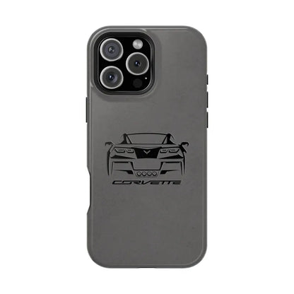 Corvette C7 Custom Illustrated Magnetic Tough Case, iPhone Case, Impact Resistant, MagSafe, Rubber Liner, Matte or Glossy, Cell Phone Case