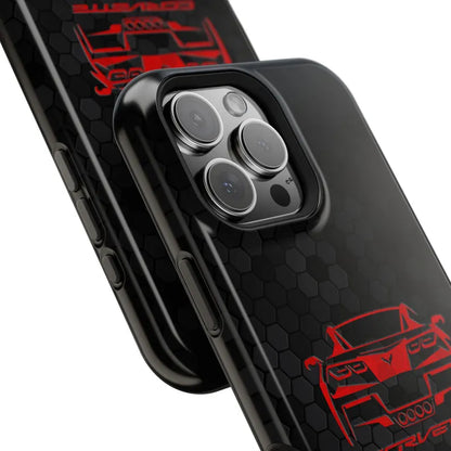Corvette C7 Custom Illustrated Magnetic Tough Case, iPhone Case, Impact Resistant, MagSafe, Rubber Liner, Matte or Glossy, Cell Phone Case