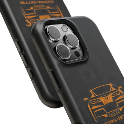 Corvette C7 Custom Illustrated Magnetic Tough Case, iPhone Case, Impact Resistant, MagSafe, Rubber Liner, Matte or Glossy, Cell Phone Case