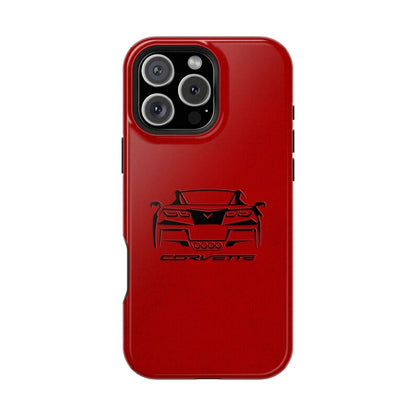 Corvette C7 Custom Illustrated Magnetic Tough Case, iPhone Case, Impact Resistant, MagSafe, Rubber Liner, Matte or Glossy, Cell Phone Case
