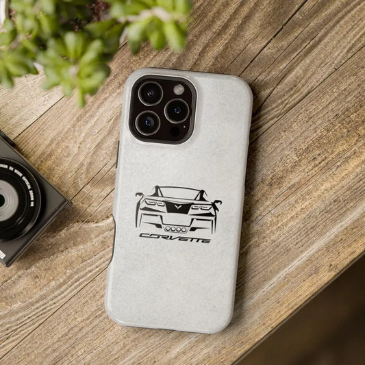 Corvette C7 Custom Illustrated Magnetic Tough Case, iPhone Case, Impact Resistant, MagSafe, Rubber Liner, Matte or Glossy, Cell Phone Case