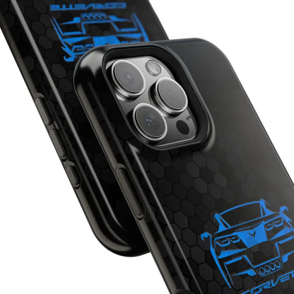 Corvette C7 Custom Illustrated Magnetic Tough Case, iPhone Case, Impact Resistant, MagSafe, Rubber Liner, Matte or Glossy, Cell Phone Case