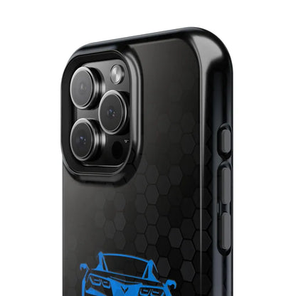Corvette C7 Custom Illustrated Magnetic Tough Case, iPhone Case, Impact Resistant, MagSafe, Rubber Liner, Matte or Glossy, Cell Phone Case