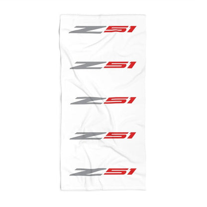 Corvette Z51 Beach Towel, Corvette Gifts, Car Enthusiast Towel, Quick-Dry Towel, Corvette Logo, White Towel, Car Guy Gifts, Z06 Logo
