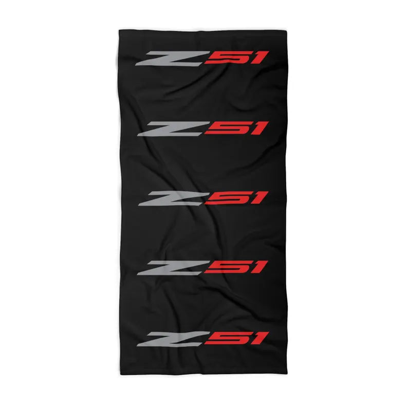 Corvette Z51 Beach Towel, Corvette Gifts, Car Enthusiast Towel, Quick-Dry Towel, Corvette Logo, White Towel, Car Guy Gifts, Z06 Logo