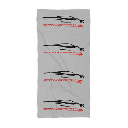 Corvette Stingray Beach Towel, Corvette Gifts, Car Enthusiast Towel, Quick-Dry Towel, Corvette Logo, White Towel, Car Guy Gifts
