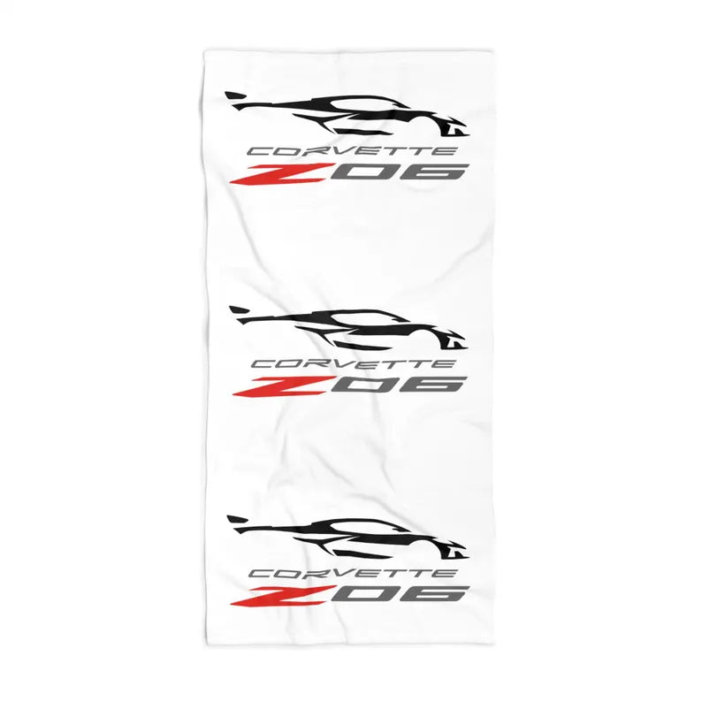 Corvette Z06 Beach Towel, Corvette Gifts, Car Enthusiast Towel, Quick-Dry Towel, Corvette Logo, White Towel, Car Guy Gifts, Z06 Logo