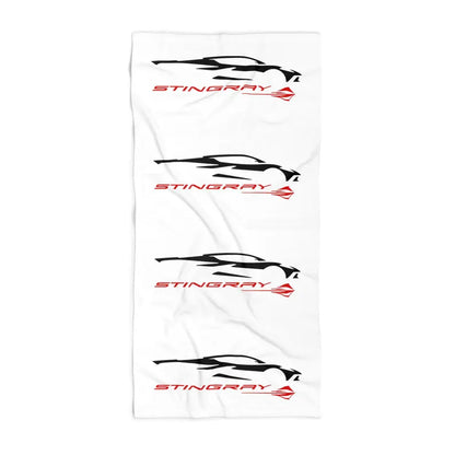 Corvette Stingray Beach Towel, Corvette Gifts, Car Enthusiast Towel, Quick-Dry Towel, Corvette Logo, White Towel, Car Guy Gifts