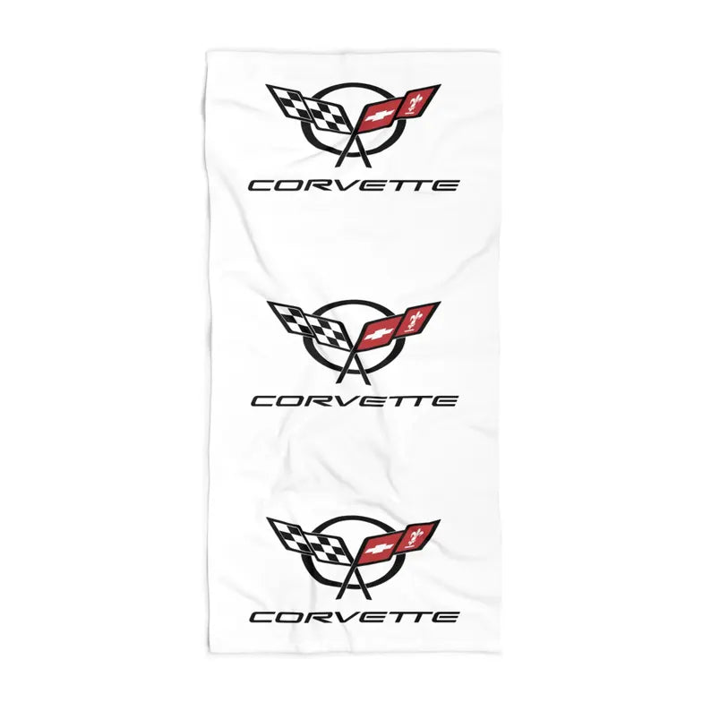 Corvette Beach Towel, C5 Corvette Gifts, Car Enthusiast Towel, Quick-Dry Towel, Corvette Logo, White Towel, Car Guy Gifts