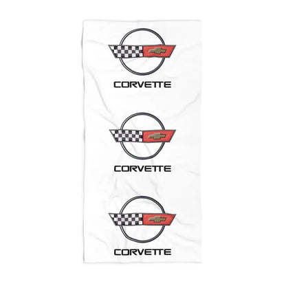 Corvette Beach Towel, C4 Corvette Gifts, Car Enthusiast Towel, Quick-Dry Towel, Corvette Logo, White Towel, Car Guy Gifts
