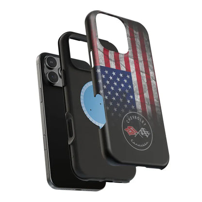 Corvette C1 Magnetic Tough Case, USA Flag, American Flag, iPhone Case, Impact Resistant, MagSafe, Rubber Liner, Matte or Glossy, Cell Case